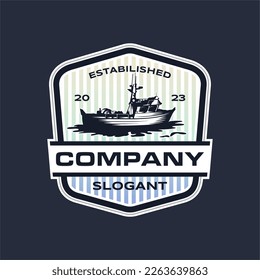 fishing boat vector for outdoor logo company