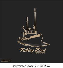 VETOR DE BARCO DE PESCA PARA EMPRESA DE LOGOTIPO AO AR LIVRE