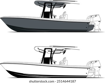 Fishing boat vectors, line art illustrations, sport fishing boat vectors, fisherman vectors, graphics, and graphic art are available royalty-free for download, sport fishing, waves vector