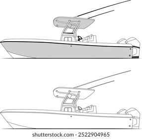 Fishing boat vectors, line art illustrations, sport fishing boat vectors, fisherman vectors, graphics, and graphic art are available royalty-free for download