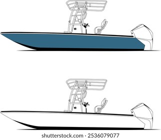 fishing boat vectors, line art illustrations, sport fishing boat vectors, fisherman vectors, graphics, and graphic art are available royalty-free for download