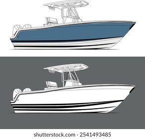 fishing boat vectors, line art illustrations, sport fishing boat vectors, fisherman vectors, graphics, and graphic art are available royalty-free for download