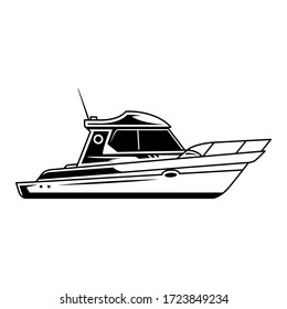 Fishing boat vintage concept in monochrome style isolated vector illustration