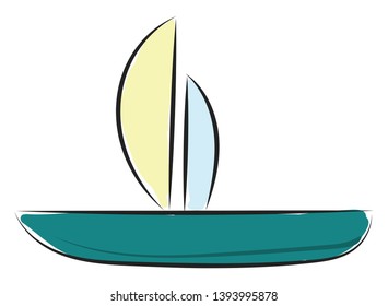 Un barco de pesca que se ajusta a un dibujo o ilustración del color vectorial de vela