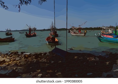 fishing boats moored in the sea
