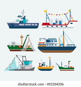 Fishing boats and Ships