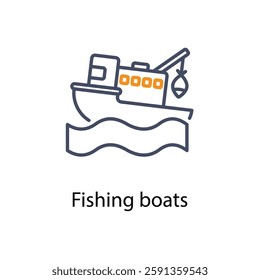 Fishing boats vector icon stock illustration