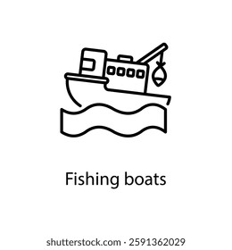 Fishing boats vector icon stock illustration