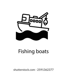 Fishing boats vector icon stock illustration