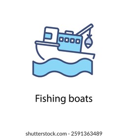 Fishing boats vector icon stock illustration