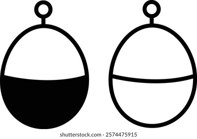 Fishing Bobber flat and outline icon design