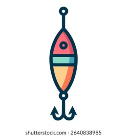 fishing bobber float bait decoy flat color vector illustration template design