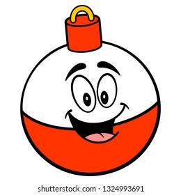 Fishing Bobber Mascot - A Vector Cartoon Illustration Of A Red And White Fishing Bobber Mascot.