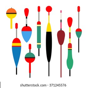 Fishing bobber vector set. Fishing tools illustration. Fishing bobber vector set. Fishing symbols. Fishing vector icon. Colour bobber.