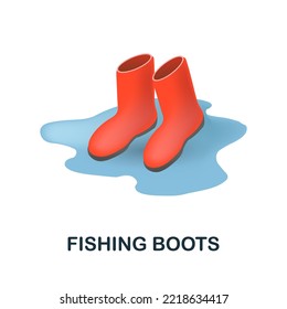 Fishing Boots icon. 3d illustration from fishing collection. Creative Fishing Boots 3d icon for web design, templates, infographics and more