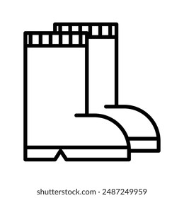 Fishing boots linear logo mark in black and white