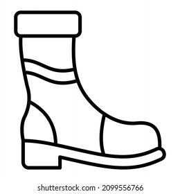 Fishing Boots Vector Outline Icon Isolated On White Background
