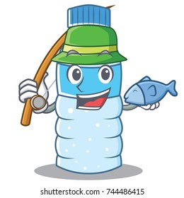 Fishing bottle character cartoon style