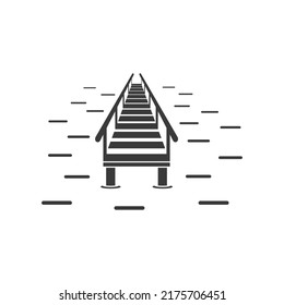 Fishing bridge glyph icon isolated on white background.Vector illustration.