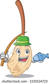 Fishing broom isolated in on the mascot