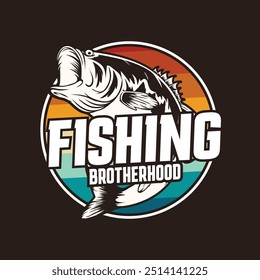 Fishing brotherhood logo with bass drawing