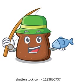 Fishing brown bread mascot cartoon