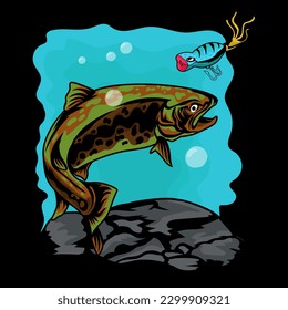 fishing brown trout vector for outdoor activity