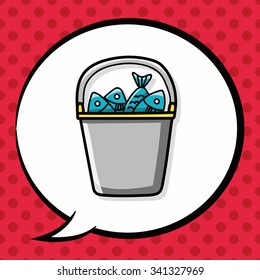 Fishing bucket doodle, speech bubble