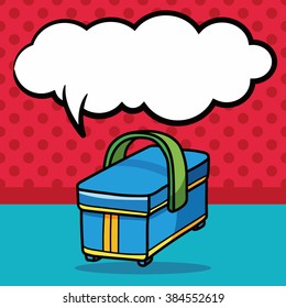 Fishing bucket doodle, speech bubble
