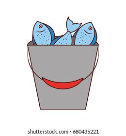 Fishing bucket with fishs