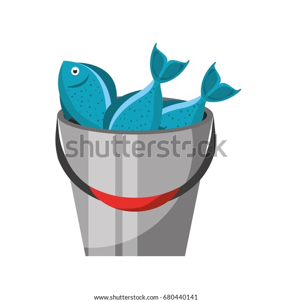 Fishing Bucket Fishs Stock Vector (Royalty Free) 680440141