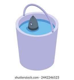 Fishing bucket icon isometric vector. Fisherman tools. Angling leisure time