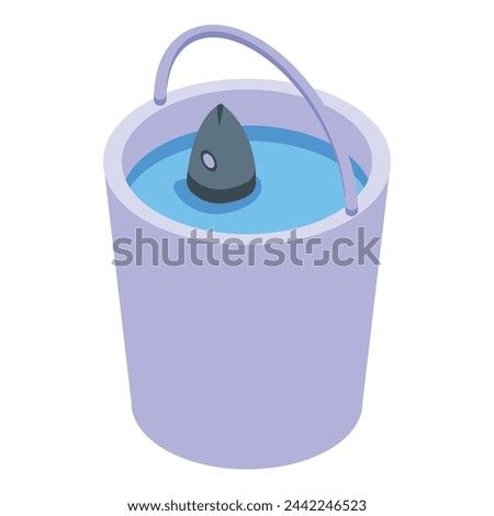 Fishing bucket icon isometric vector. Fisherman tools. Angling leisure time