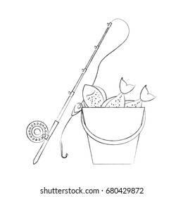 Fishing bucket with rod