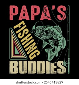 Papa’s Fishing Buddy Dad lover T-shirt Design. Gift for Father's Day