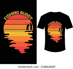 Fishing buddy retro vintage t shirt design