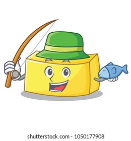 Fishing butter mascot cartoon style