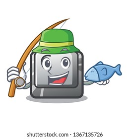 Fishing button C isolated in the cartoon