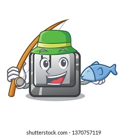 Fishing button H isolated with the mascot