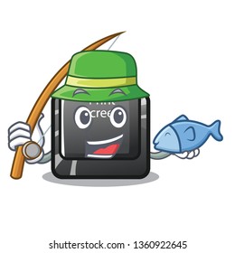 Fishing button print screen isolated with cartoon