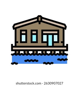 fishing cabin wooden color icon vector. fishing cabin wooden sign. isolated symbol illustration