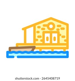 fishing cabin wooden color icon vector. fishing cabin wooden sign. isolated symbol illustration