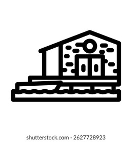 fishing cabin wooden line icon vector. fishing cabin wooden sign. isolated contour symbol black illustration