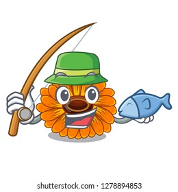 Fishing calendula flower in the mascot stem