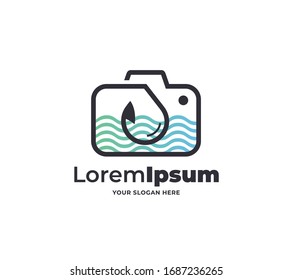 fishing camera logo design vector