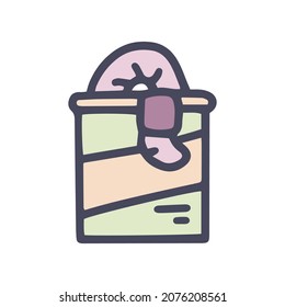fishing can of worms color vector doodle simple icon