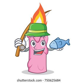 Fishing candle character cartoon style