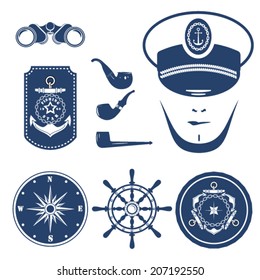 Fishing captain design elements stock vector