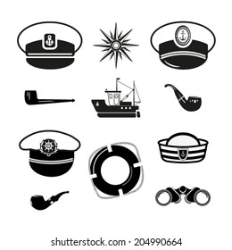 Fishing captains icons set stock vector