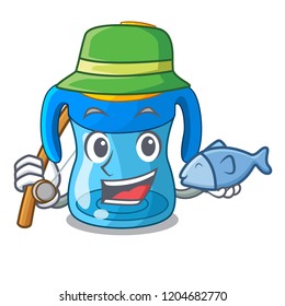 Fishing cartoon baby drinking from training cup